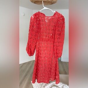 Red Floral Lace Dress